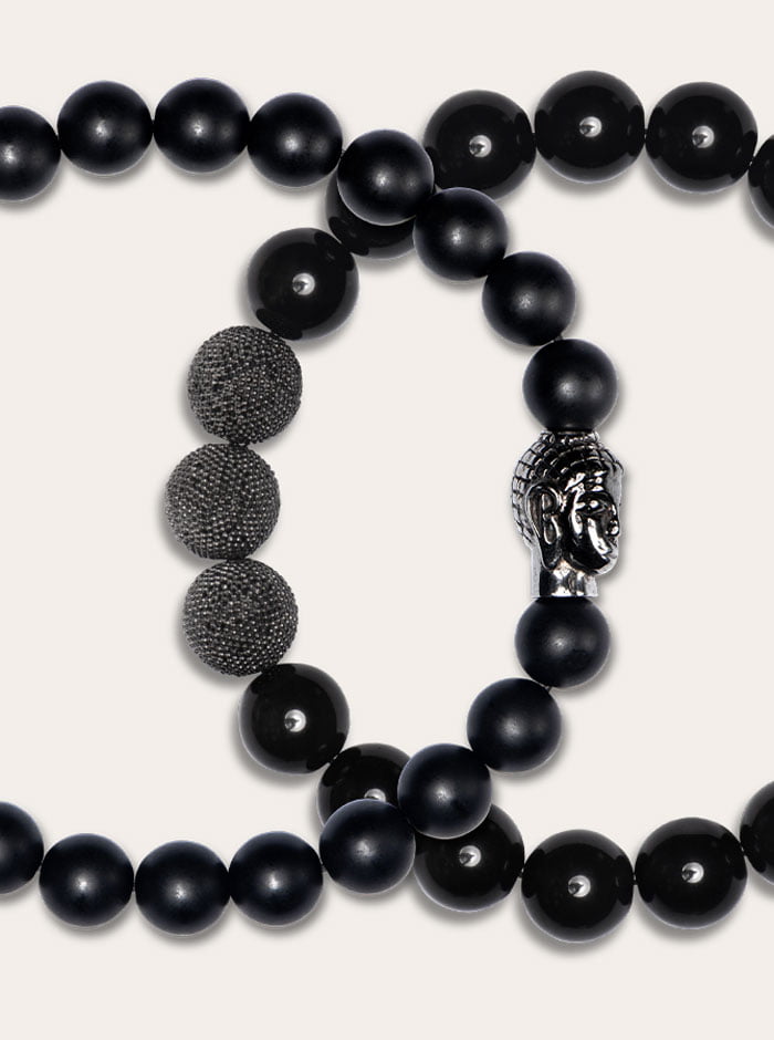 Armband Herren Onyx Obsidian schwarz Set mhm