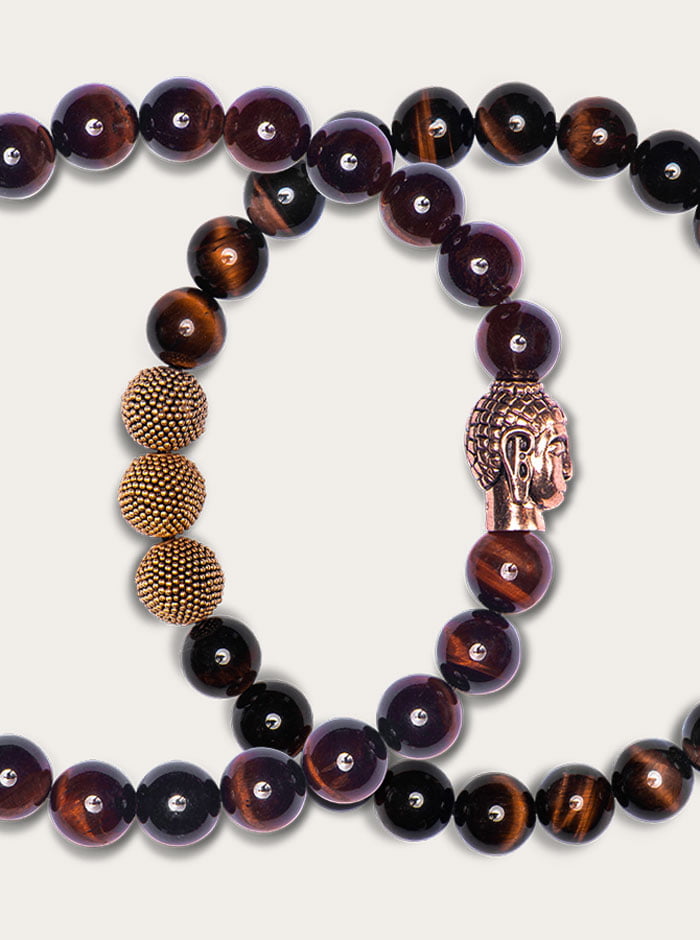 Armband Herren rotes Tigerauge Rsoegold Set mhm