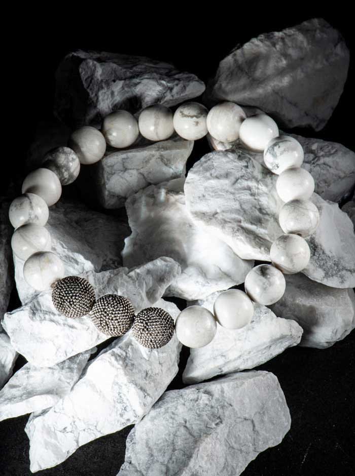 Raw-Weisser-Howlith-Jawan-Beads-Black-Rhodium Raw-Weisser-Howlith-Jawan-Beads-Black-Rhodium